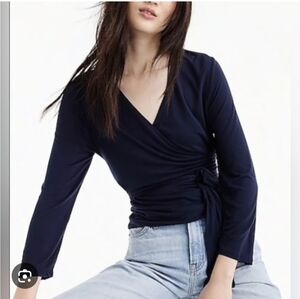 J. Crew Dark Blue Wrap Blouse